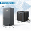 Dimensions of the 2 to 3 Ton Ultra-Low Temperature Heat Pump System, showcasing the outdoor and indoor units.