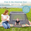 Dark gray portable baby playpen with zippered entrance, ideal for toddlers 0-36 months for safe outdoor napping and.