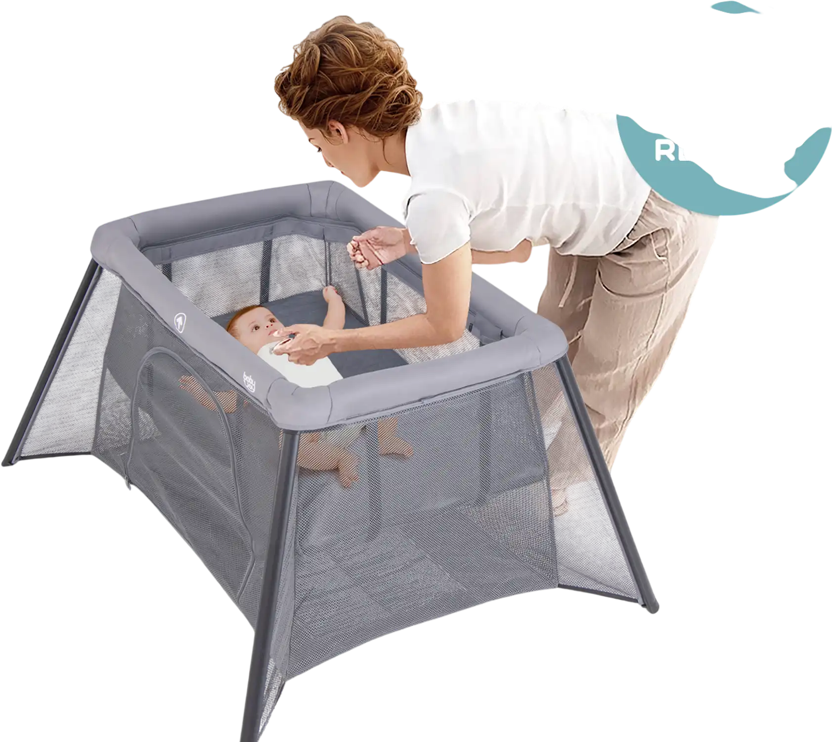 Costway 2-in-1 Portable Baby Playpen Safety Enclosure Padded Mattress Dark Gray 817462935 New