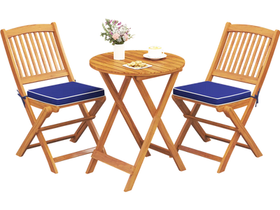 Costway Outdoor Folding Chairs w/ Seat Cushions Set of 2 Navy 453976281 New