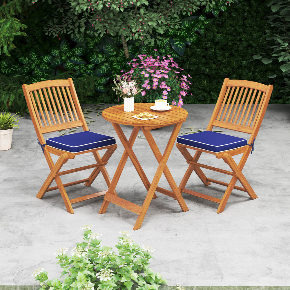 Outdoor Folding Chairs with Seat Cushions Set of 2-Navy - Gallery View 1 of 8