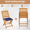 Navy outdoor folding chair set with cushions, made of acacia wood, featuring a quick-folding design for easy storage.