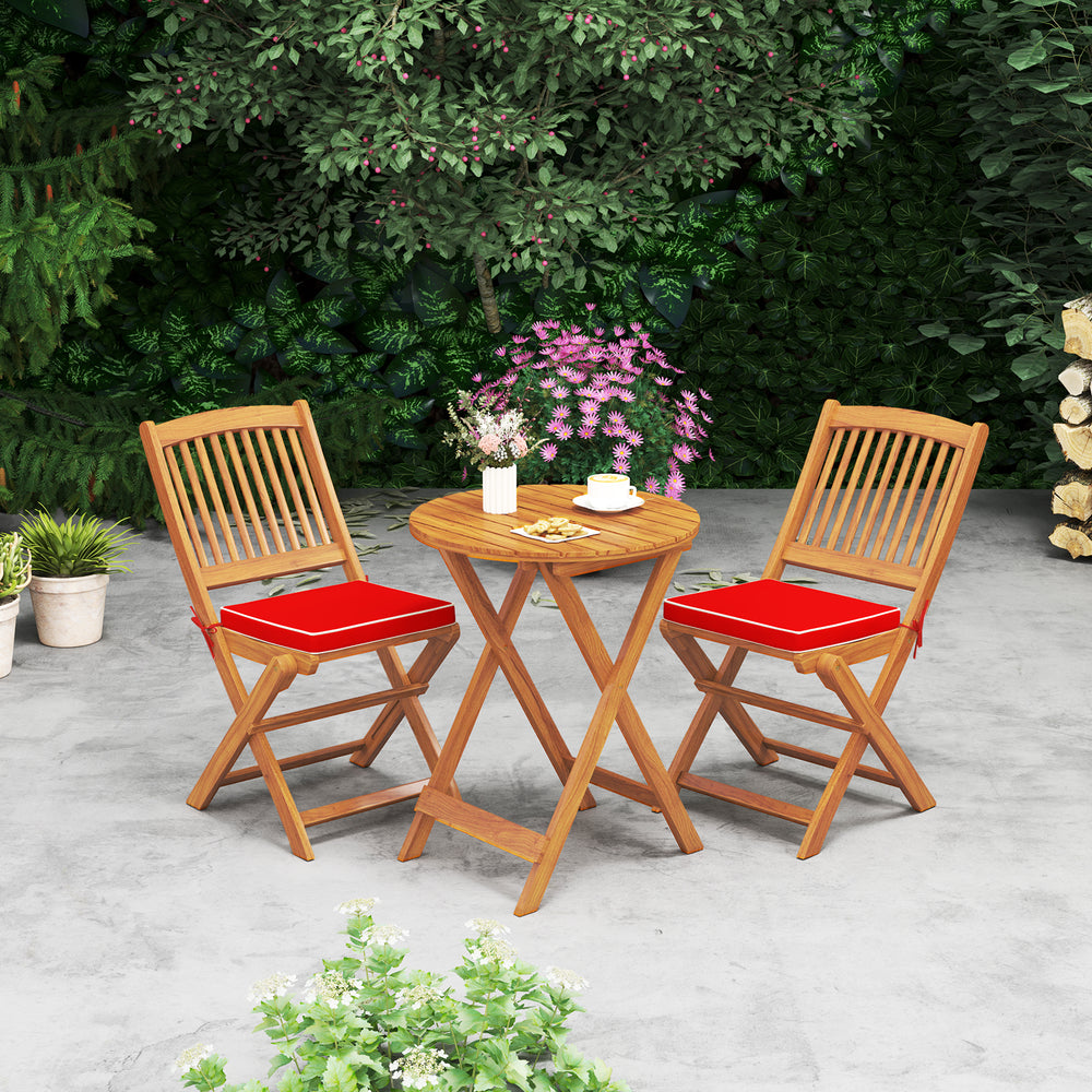 Outdoor Folding Chairs with Seat Cushions Set of 2-Red - Gallery View 1 of 9