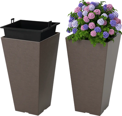 Costway Self-Watering Square Planter Set of 2 22.5