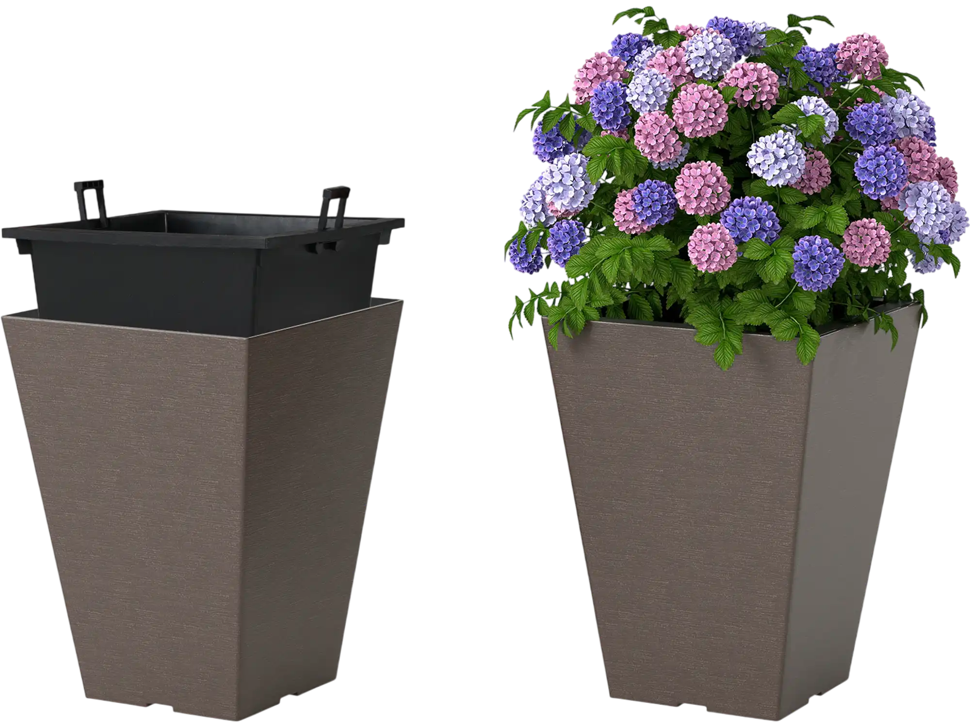 Costway Set of 2 Square Taper Planters w/ Removable Inner Bucket 15064812 New