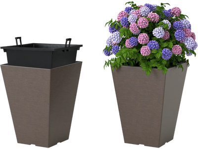 Costway Set of 2 Square Taper Planters w/ Removable Inner Bucket 15064812 New