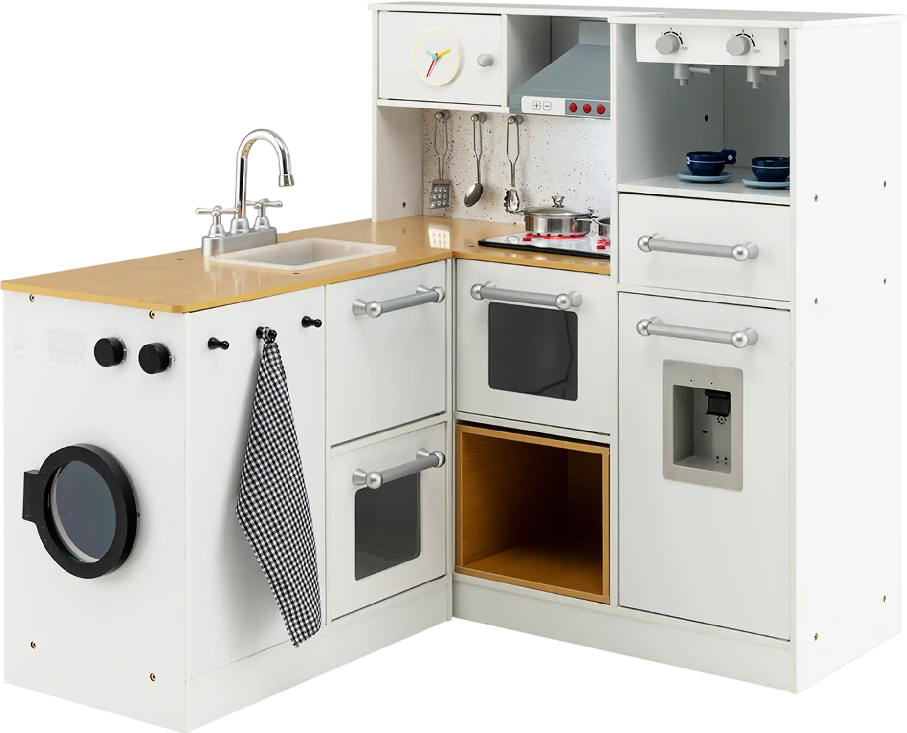Costway 2-Pc Wooden Kids Kitchen Playset Light & Sound 63504298 New
