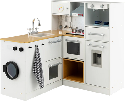 Costway 2-Pc Wooden Kids Kitchen Playset Light & Sound 63504298 New