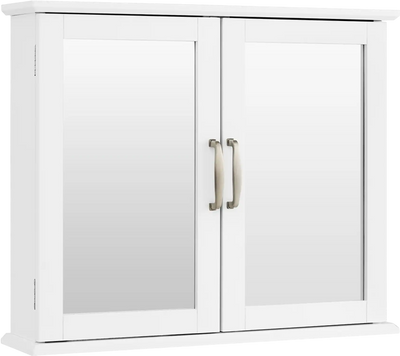 Costway 2-Tier Wall-Mounted Bathroom Mirror Storage Cabinet with Handles 40987632 New