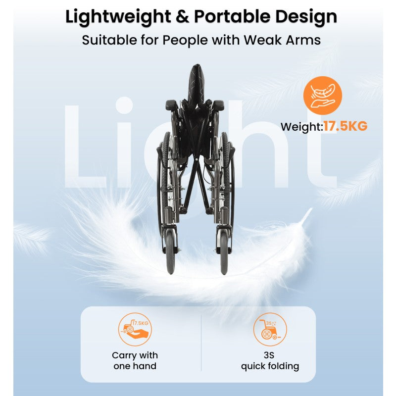Vocic U31 3-in-1 Wheelchair Lightweight Manual Foldable 300 lbs Capacity New