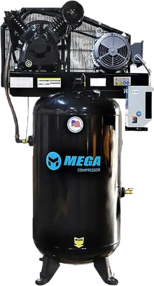 Mega Compressor MP-7580VM3 Air Compressor with Mag Starter 3 Phase 80 Gallon 7.5 HP 175 PSI Electric Start New