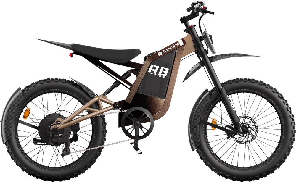 R8 Electric Dirt Bike for Adults 35 MPH & 150 Miles - Side profile (Dessert color)