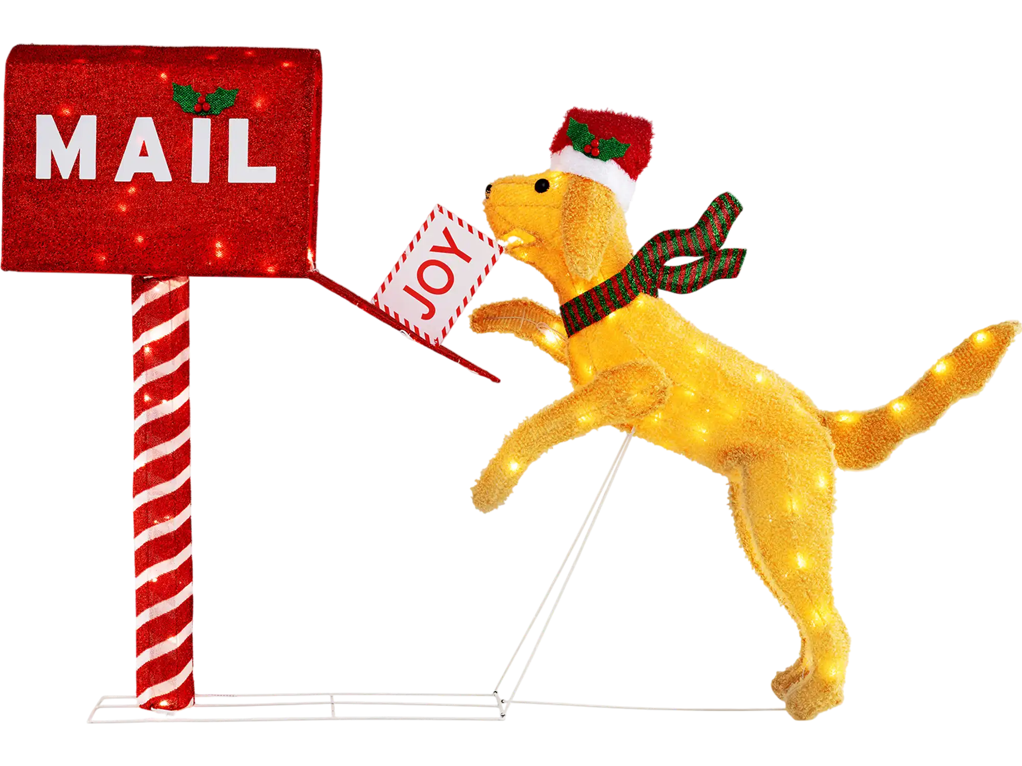 Costway 3.5' Christmas Mailbox with Dog 120 Warm White LED Lights 24356879 New