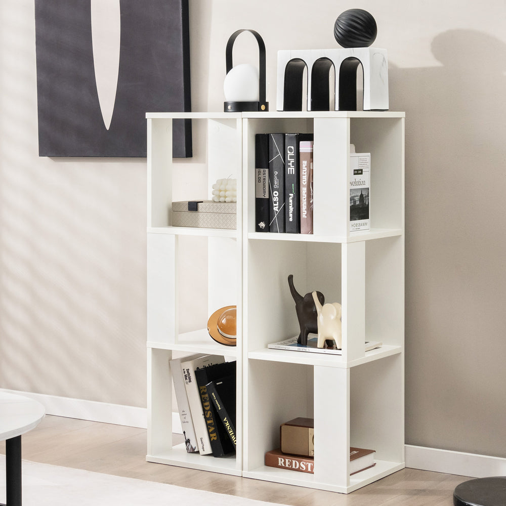3-Tier 6 Cube Freestanding Bookcase with Anti-toppling Device-White - Gallery View 1 of 12