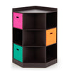 3-Tier Kids Storage Shelf Corner Cabinet with 3 Baskets-Brown - Gallery View 1 of 10