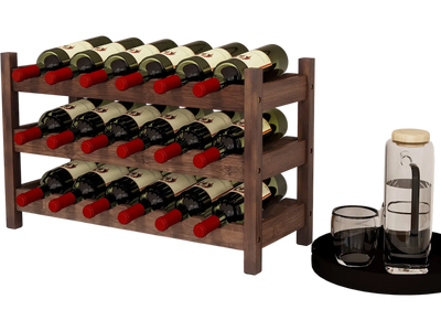 Costway 3-Tier Bamboo Freestanding Countertop Wine Bottle Organizer Coffee 12835746 New