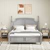 Antique grey faux marble top bedside table with drawer and shelf, ideal for bedroom or living room storage.