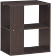 2-tier brown side end table with open storage shelves, perfect for living room or bedroom use.