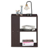 2-tier brown side end table with open shelves, perfect for living room or bedroom storage and decor.