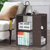 2-tier brown side end table with open shelves for storage, perfect as a nightstand or living room accent.