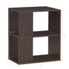 2-tier brown side end table with open shelves, made of engineered wood, ideal for living room or bedroom storage.