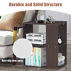 2-tier brown side end table with storage shelves, engineered wood, perfect as a nightstand or living room accent.