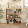 Concave 3-shelf open bookshelf in geometric design, featuring anti-toppling devices, ideal for living room or office.
