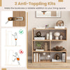 Concave 3-shelf open bookcase with anti-toppling devices, ideal for stable storage in living room or office.