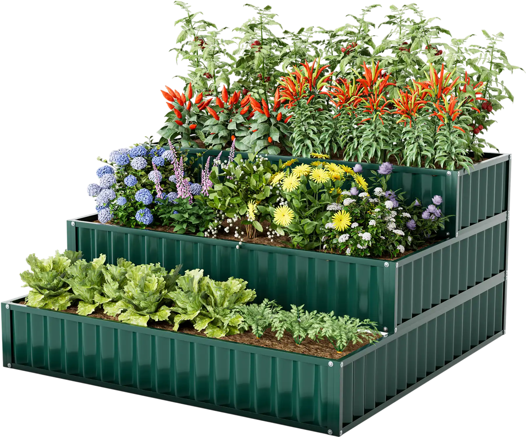 Costway 3-Tier Heavy-Duty Metal Raised Garden Bed Planter Box 834159672 New