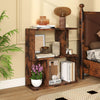 Rustic brown 3-tier bookshelf with display shelf, ideal for small spaces, perfect for books and decor in any room.