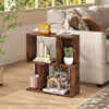 3-tier bookshelf in rustic brown, ideal for small spaces, serving as a side table or nightstand with open storage.