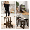 3-in-1 Rubber Wood Step Stool with Convenient Handle-Brown - Gallery View 1 of 9