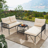 Costway Rattan Patio Furniture L-Shaped Sectional Sofa 3-Piece Set New
