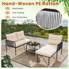 Costway Rattan Patio Furniture L-Shaped Sectional Sofa 3-Piece Set New