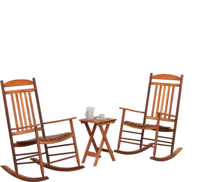 Costway 3-Piece Outdoor Poplar Wood Rocking Bistro Set Natural 41768293 New