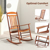 Natural poplar wood rocking chair with high backrest and cozy armrests, ideal for outdoor patio relaxation.