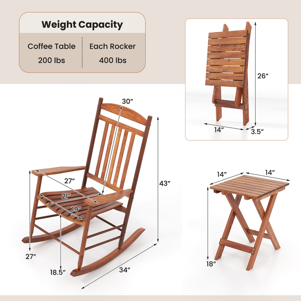 Dimensions of the natural poplar wood rocking chair, highlighting its sturdy structure and comfortable design for.
