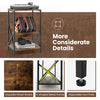 3-tier industrial side table in rustic brown with V-shaped bookshelf, adjustable feet, and solid steel frame for.