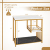 3-tier marble end table with golden frame, featuring L-shaped design and storage shelf, ideal for living room or.