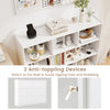 3-tier open bookcase in white with 8 cubes, featuring anti-tipping devices for stability and safety in any room.