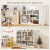 3-tier open bookcase with 8 cubes in white, ideal for storage and display in living room or kid's room.