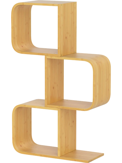 Costway 3-Tier S-Shaped Bookcase 3 Open Cubes Bookshelf 936821754 New
