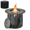 32-inch fire pit table with fire glass, stainless steel burner, and PVC cover, perfect for warmth and outdoor.