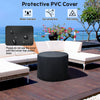 32-inch fire pit table with PVC cover, featuring a durable design and water-resistant protection for outdoor use.