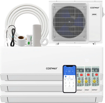 Costway UltrEco 30,000 BTU 3 Zone 23 SEER2 WiFi Mini Split Air Conditioner Heat Pump 517829436 New