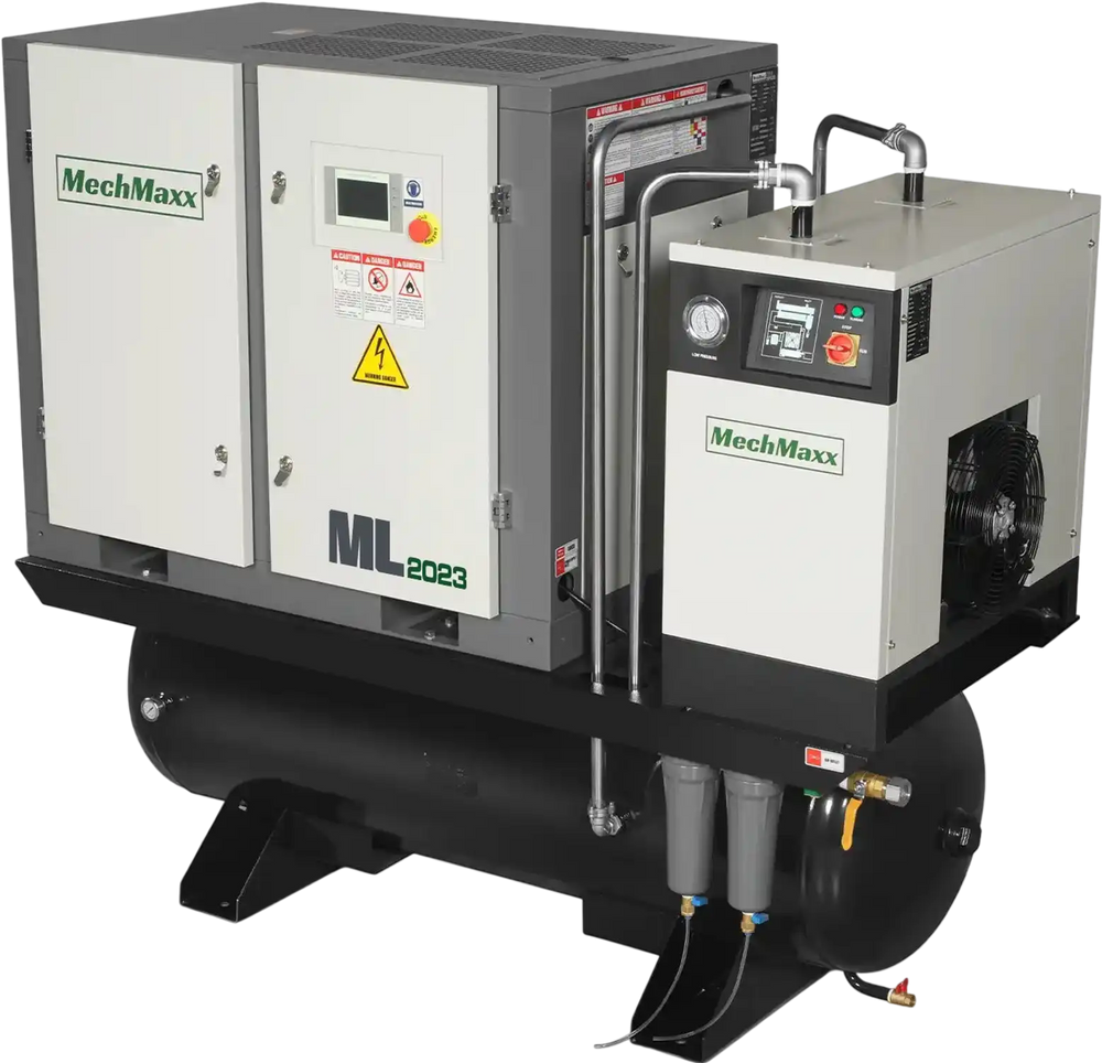 20HP Combined Rotary Screw Air Compressor with Dryer & 105-Gal ASME Tank | 78 CFM,  116 PSI,  230V 3-Phase - Industrial Grade