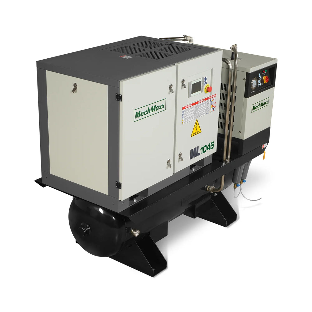 10HP Combined Rotary Screw Air Compressor with Dryer & 66-Gal ASME Tank | 32 CFM,  116 PSI,  460V 3-Phase - Industrial Grade