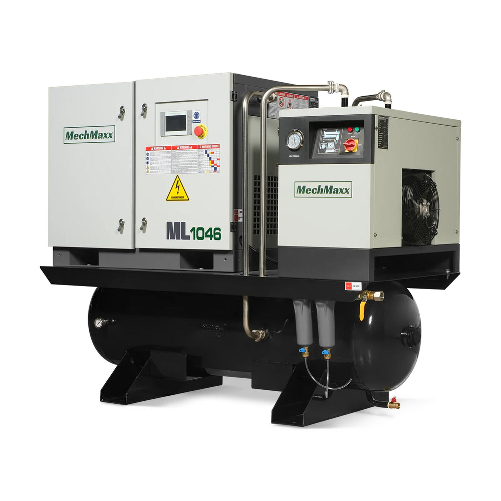 10HP Combined Rotary Screw Air Compressor with Dryer & 66-Gal ASME Tank | 32 CFM,  116 PSI,  460V 3-Phase - Industrial Grade