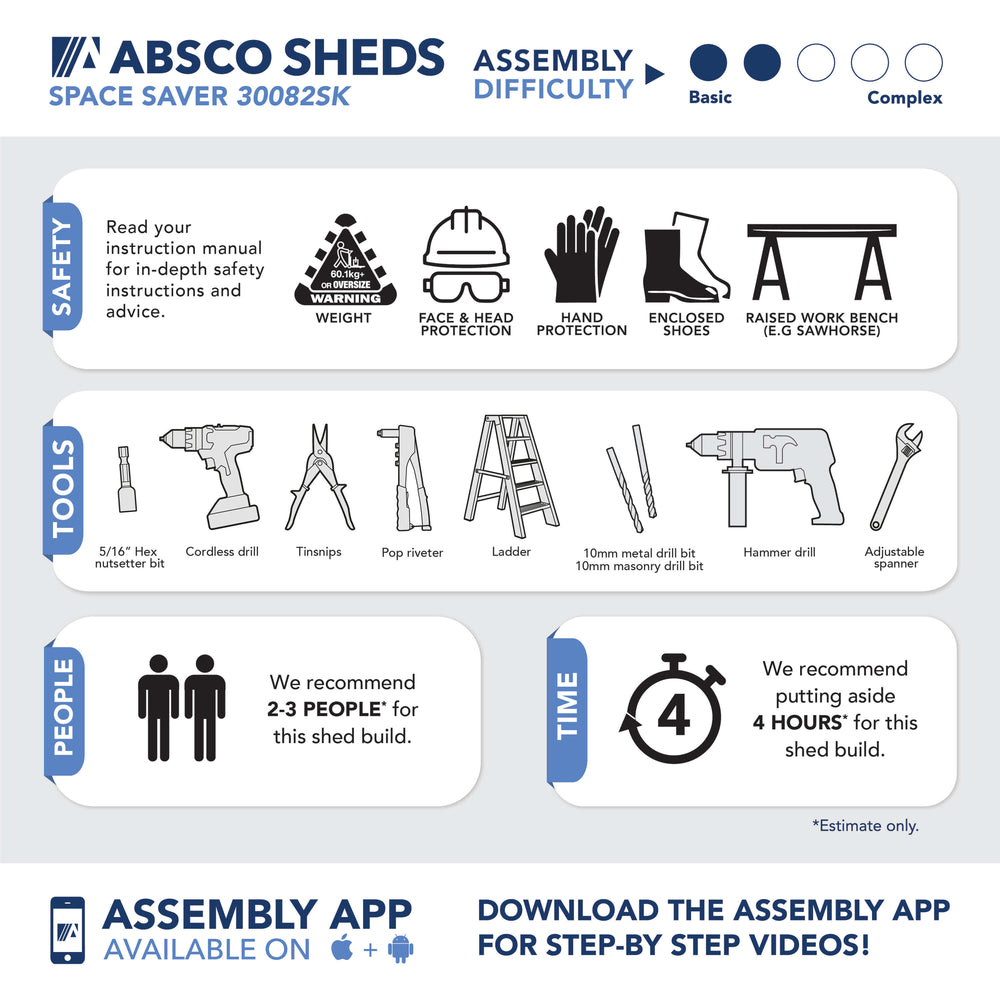 Absco AB1112 Space Saver 10 x 3 Ft Metal Storage Shed Galvanized Steel New