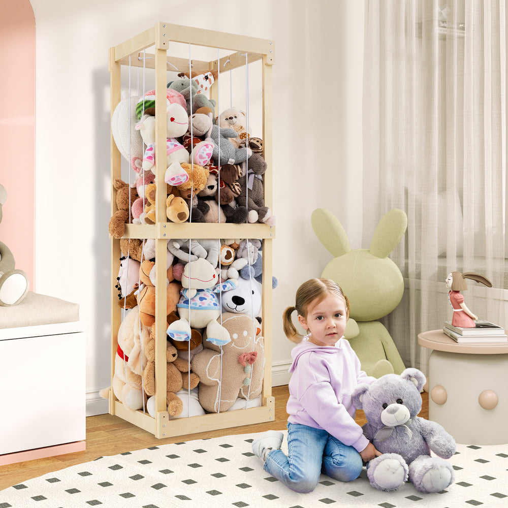 300L Large Stuffed Animal Storage with Open Top and Elastic Cords-Natural - Gallery View 1 of 10